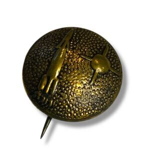 Vintage Rocket Spaceship Spacecraft Missile Launching Sputnik Brass Tone .5" Pin